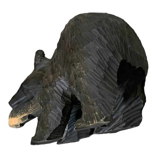 Antique Japan bear wood carving Ainu art Hokkaido hand carving sculpture - Picture 4 of 13